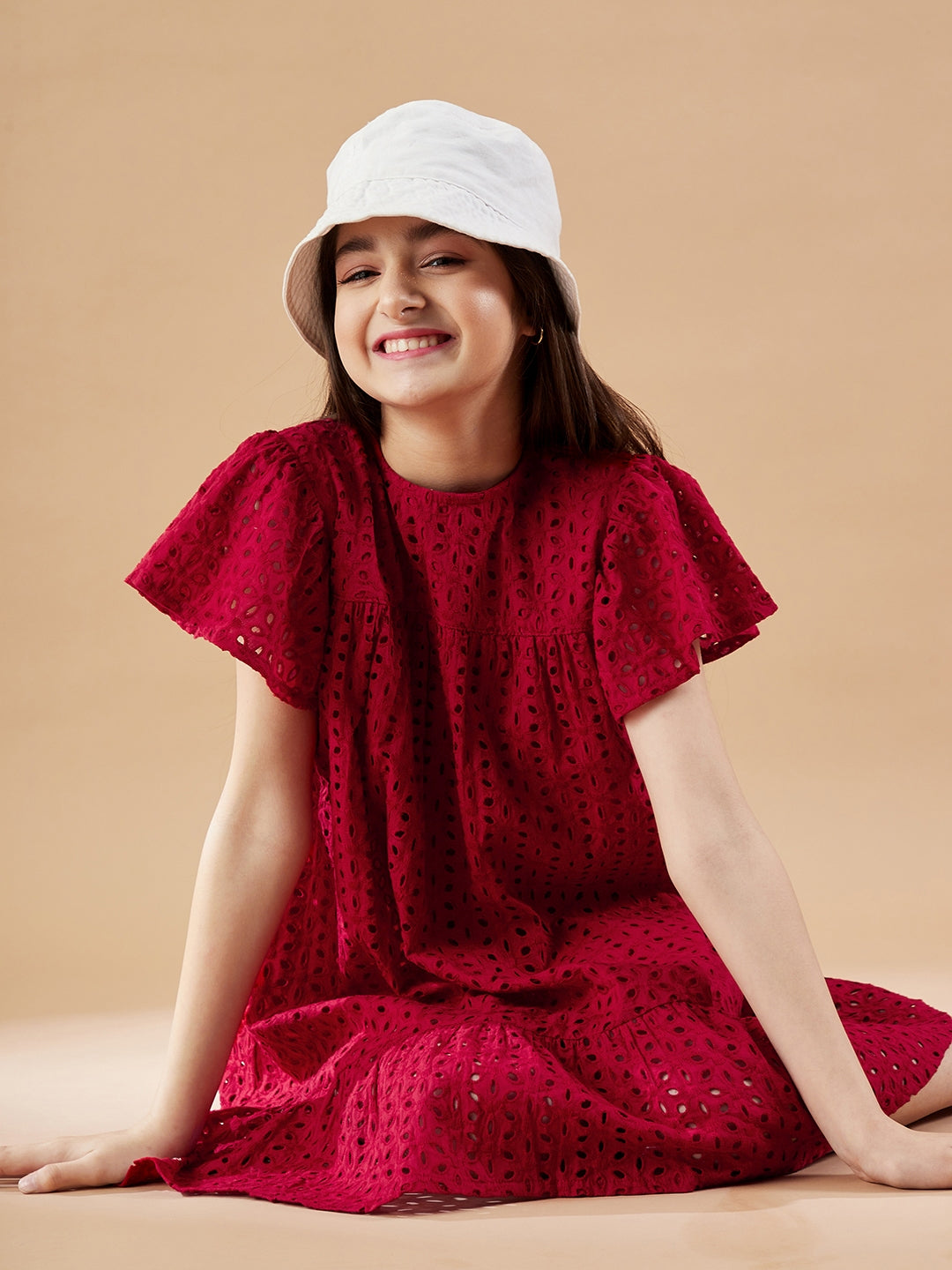 Girls Round Neck Empire Dress