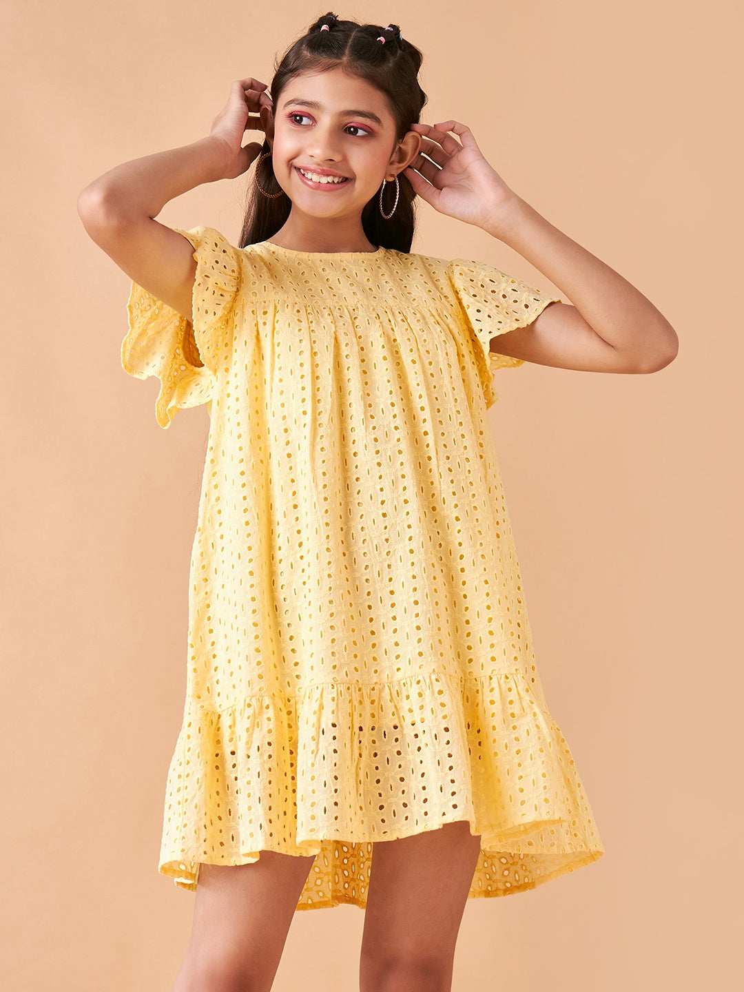 Girls Round Neck Empire Dress