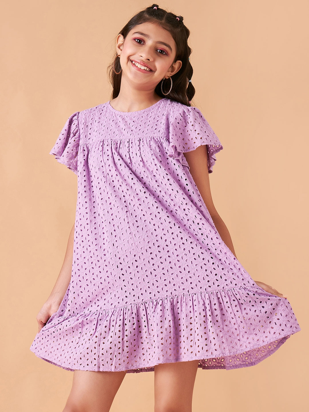 Girls Round Neck Empire Dress
