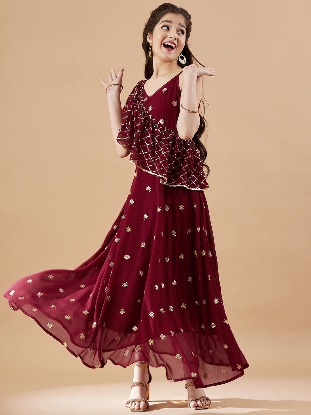 Embellished Georgette Maxi Dress