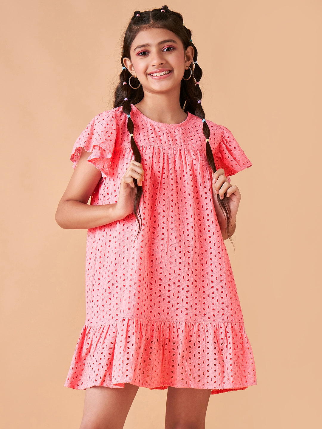Girls Round Neck Empire Dress