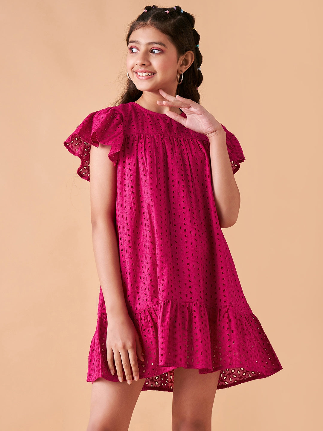 Girls Round Neck Empire Dress