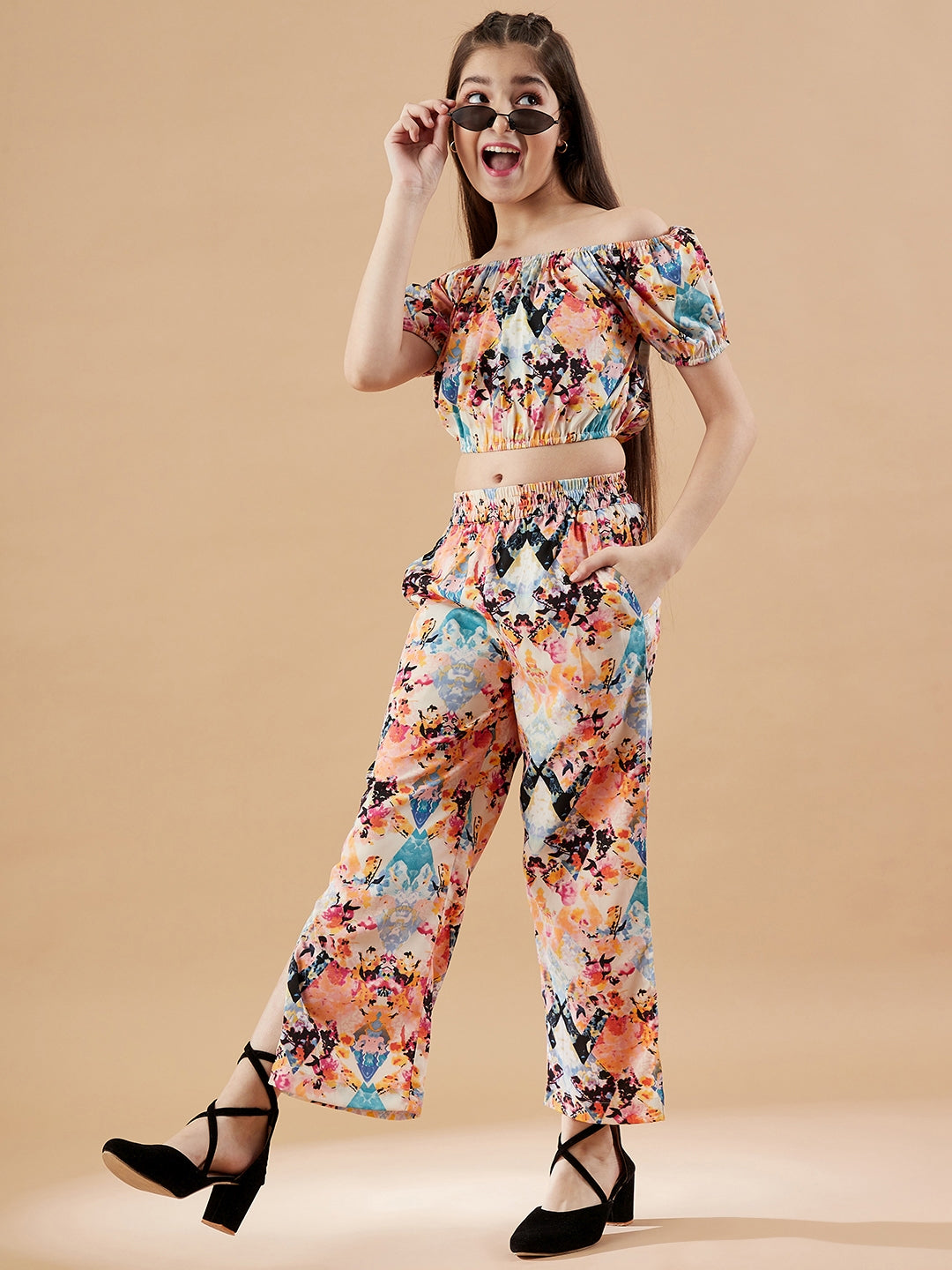 Girls Printed Top with Palazzos
