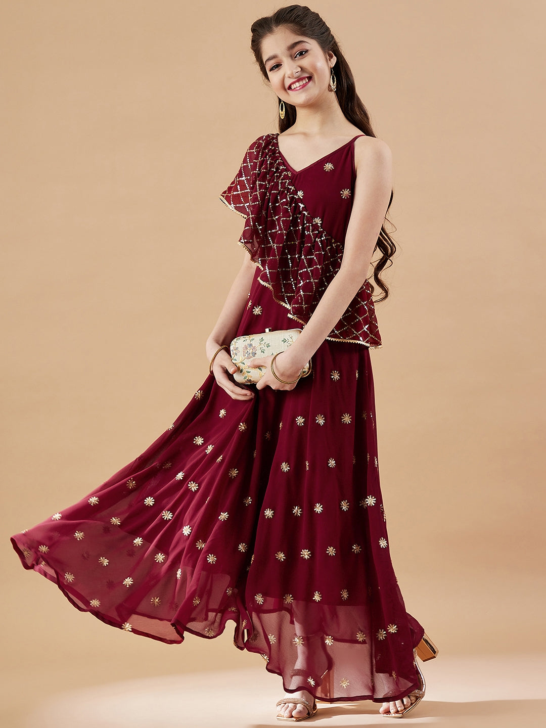 Embellished Georgette Maxi Dress