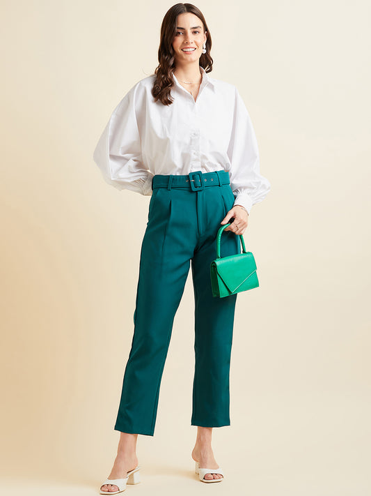 Comfort High-Rise Pleated Formal Peg Trousers