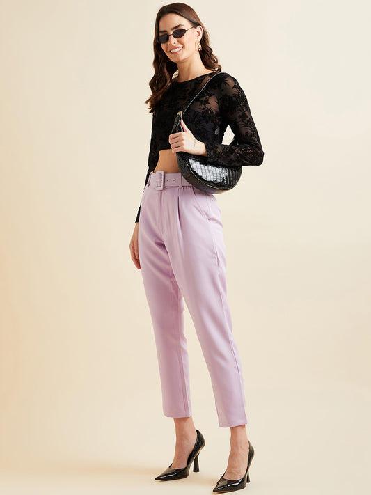 Lavender Comfort High-Rise Formal  Peg Trousers