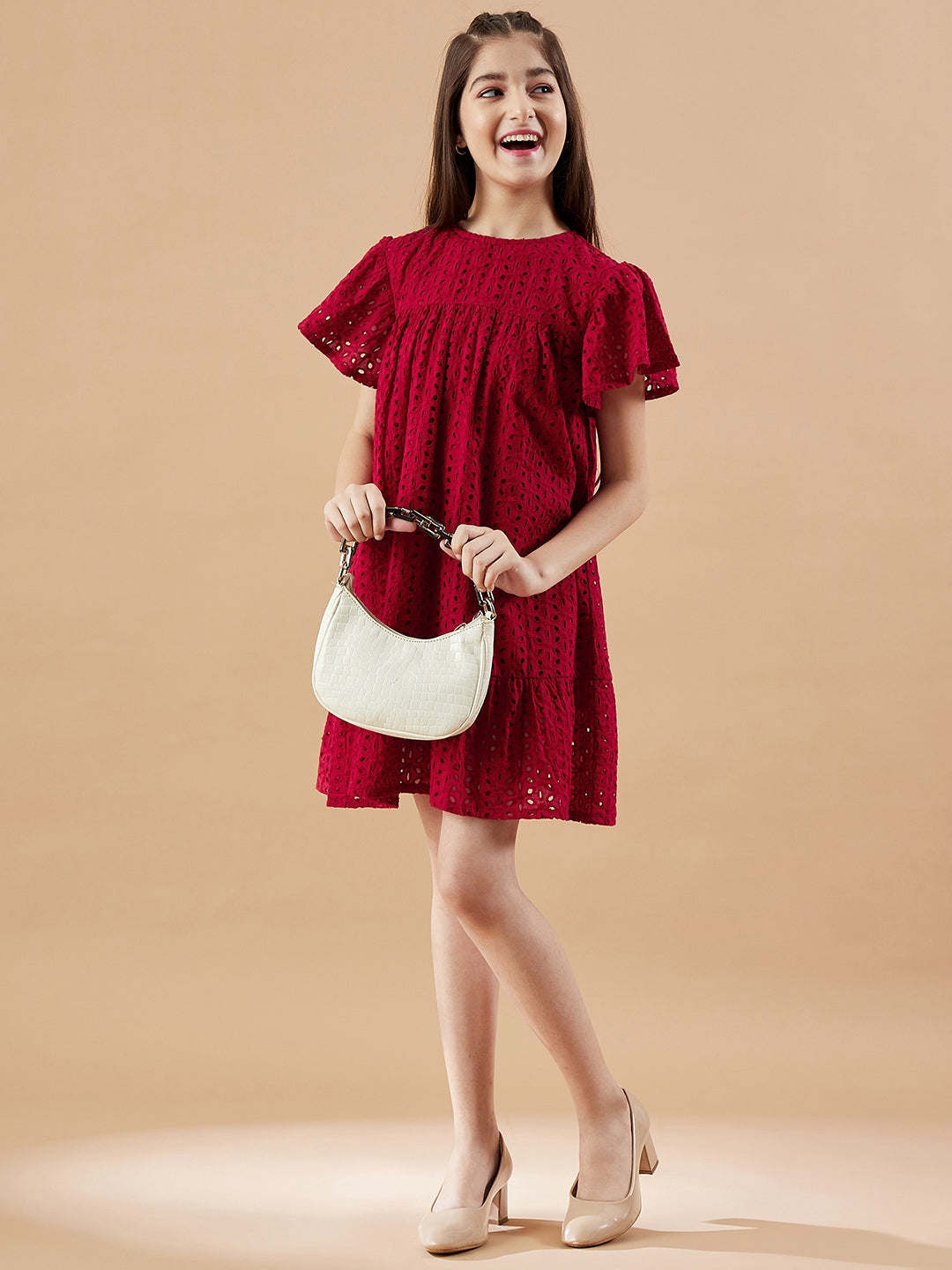 Girls Round Neck Empire Dress