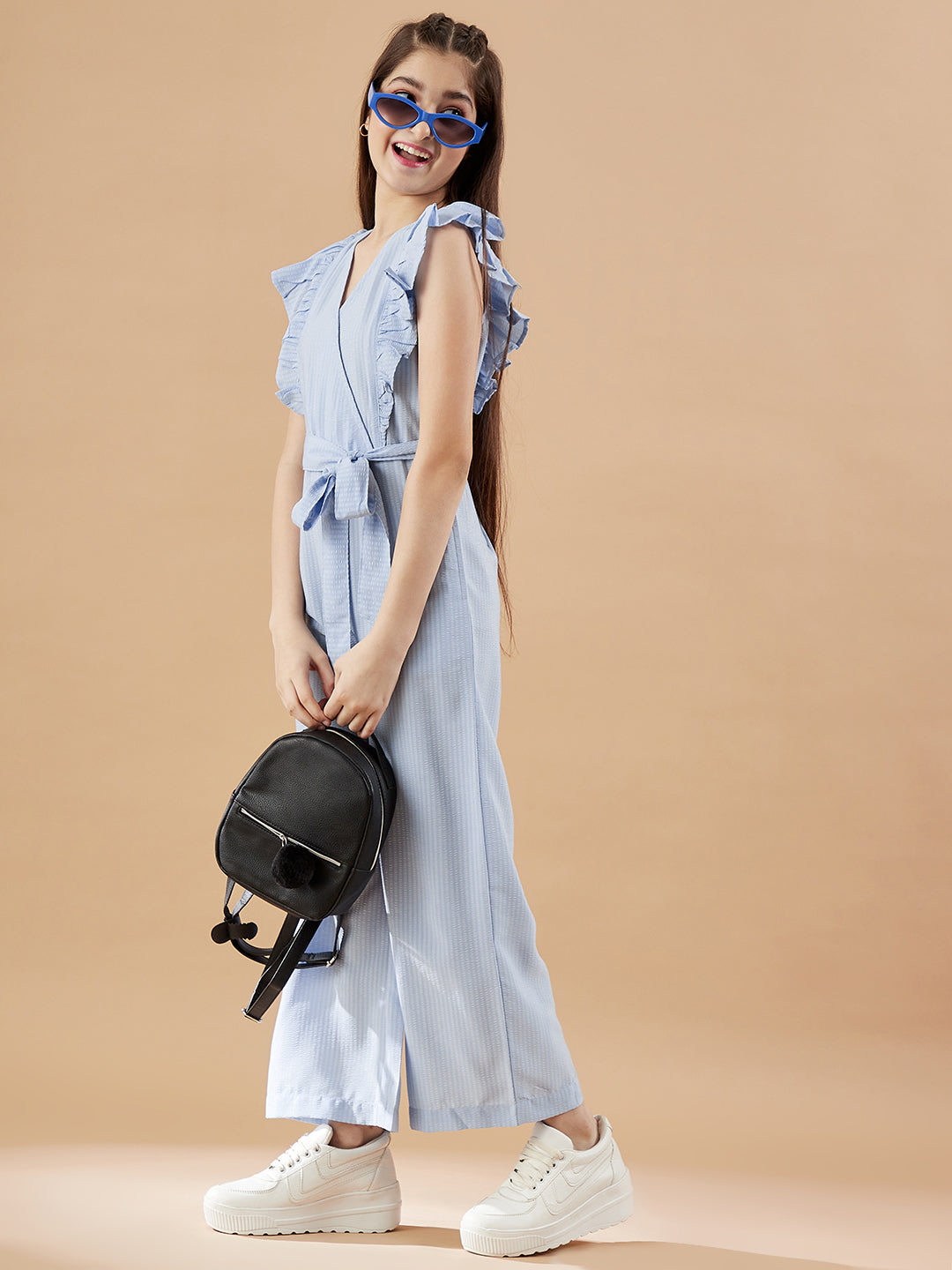 Girls Blue Basic Jumpsuit