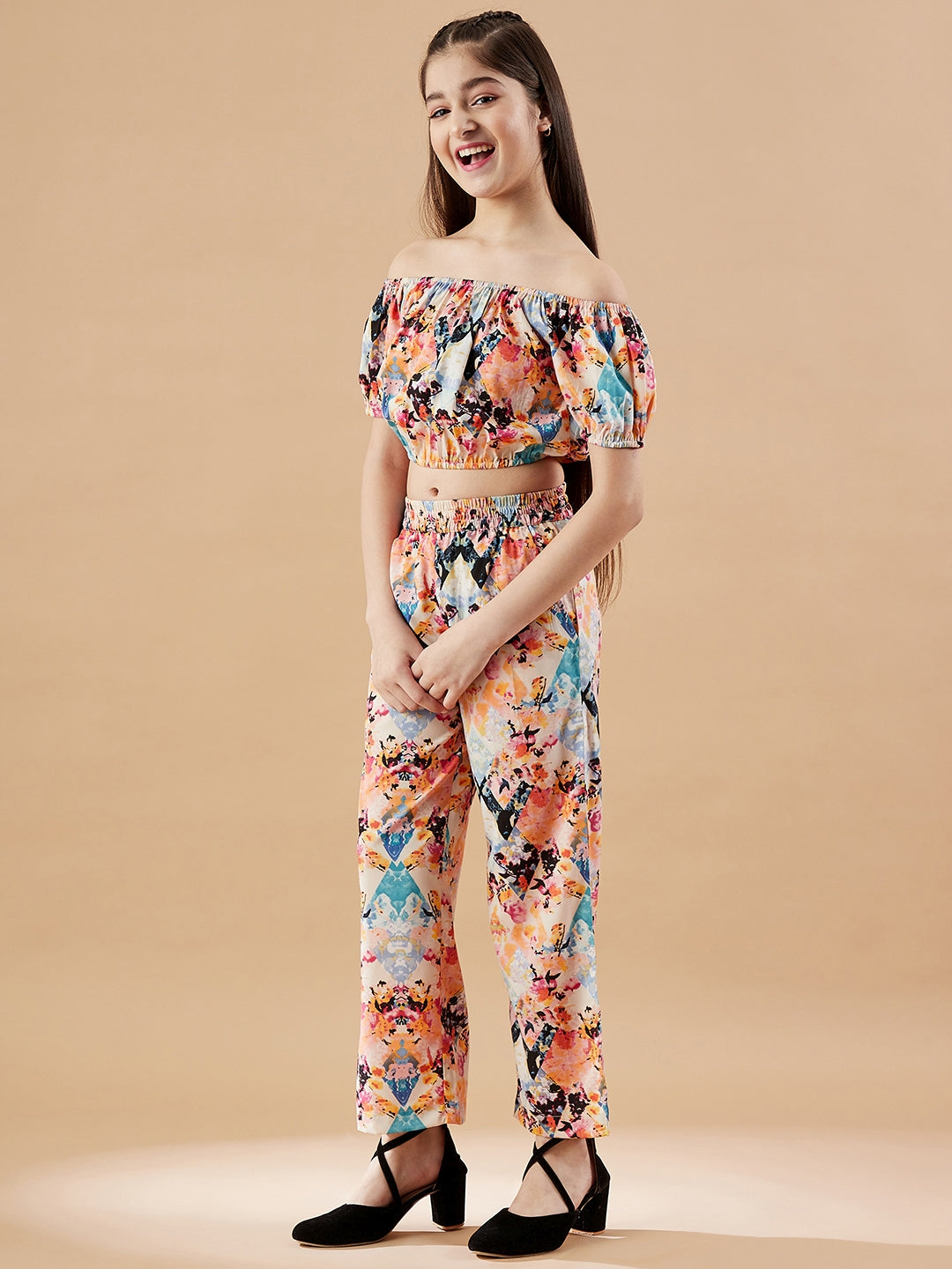 Girls Printed Top with Palazzos