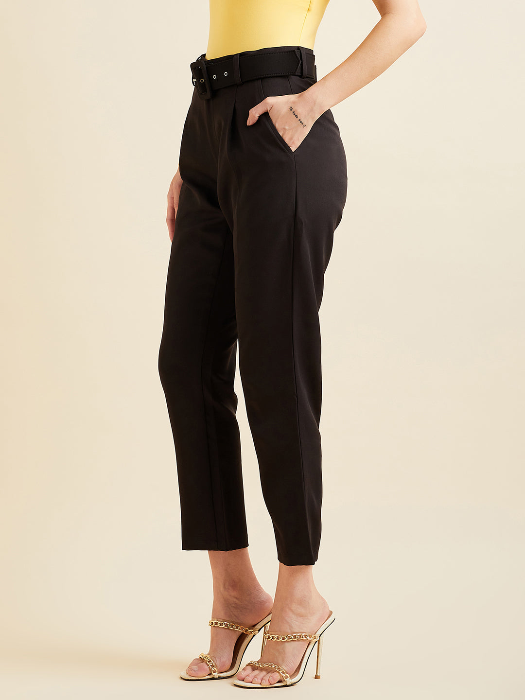 Comfort High-Rise Formal Pleated Peg Trousers
