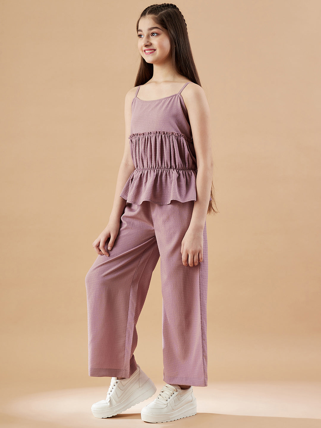 Girls Pink Top with Trousers Set
