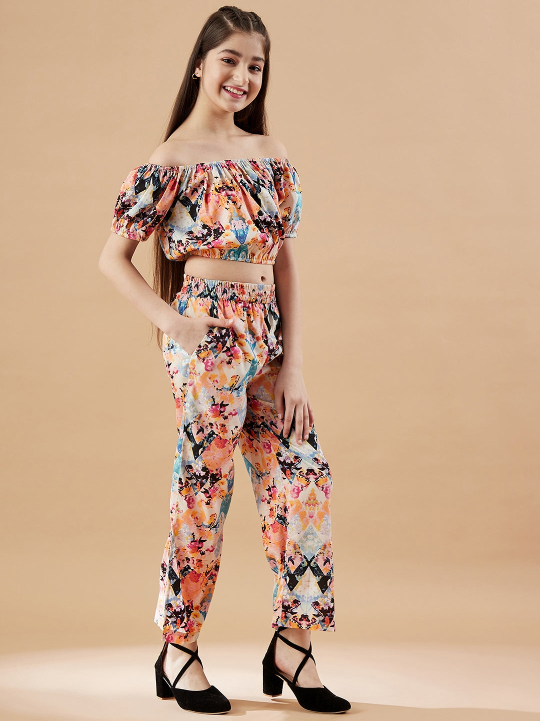 Girls Printed Top with Palazzos
