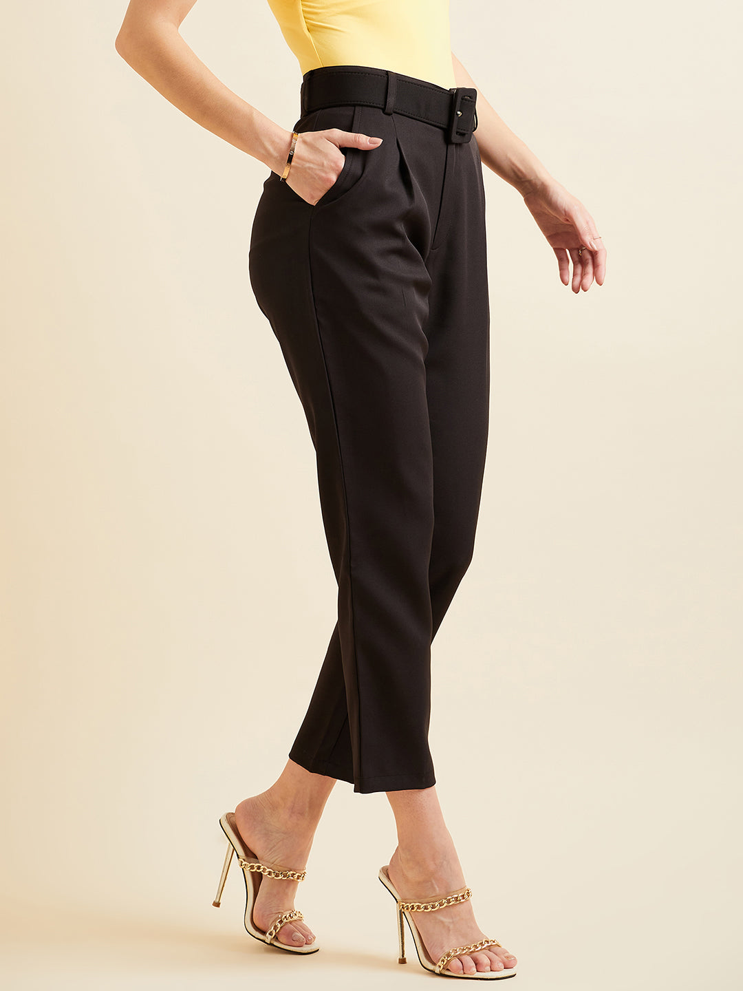 Comfort High-Rise Formal Pleated Peg Trousers
