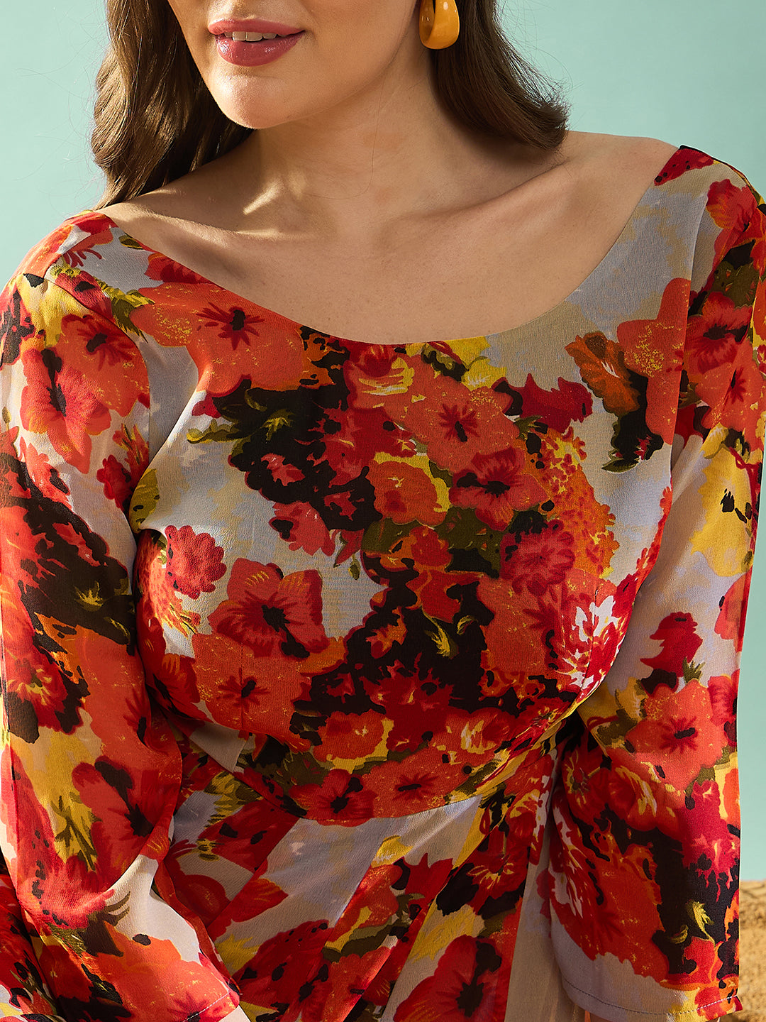 Floral Printed Fit and Flared Maxi Dress