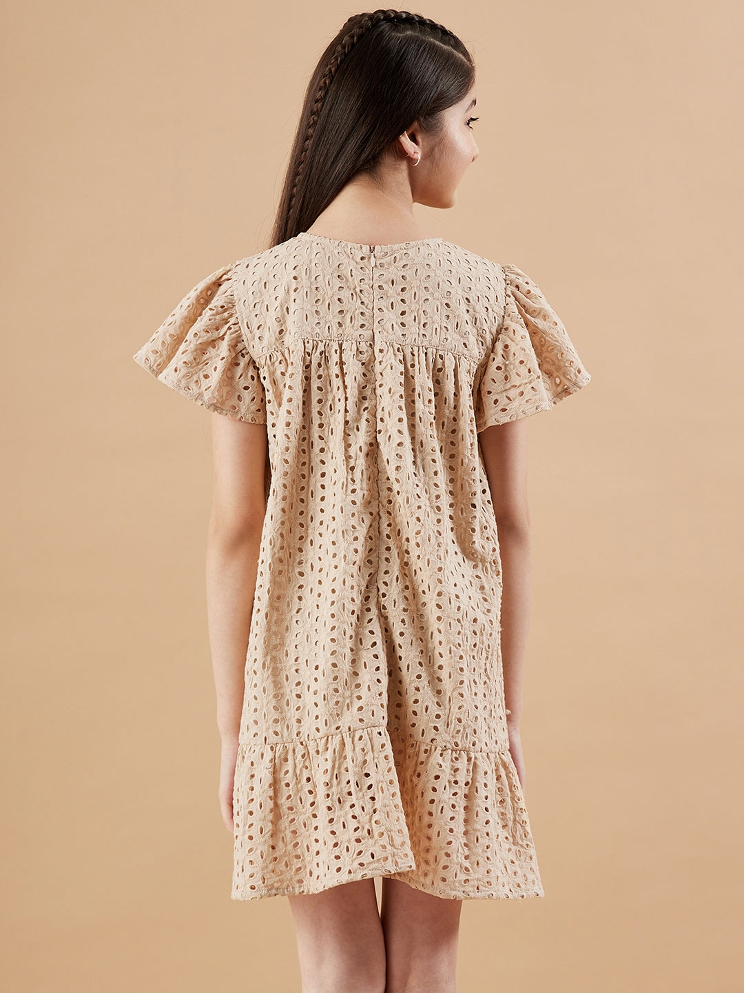 Girls Round Neck Empire Dress