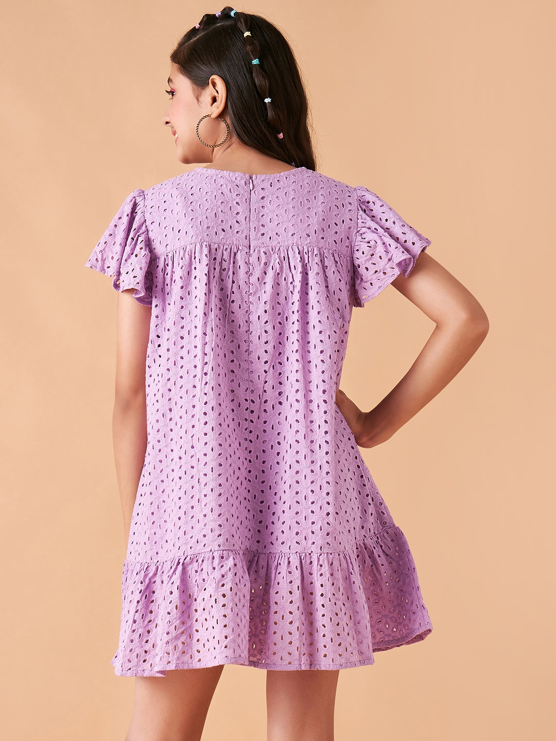 Girls Round Neck Empire Dress