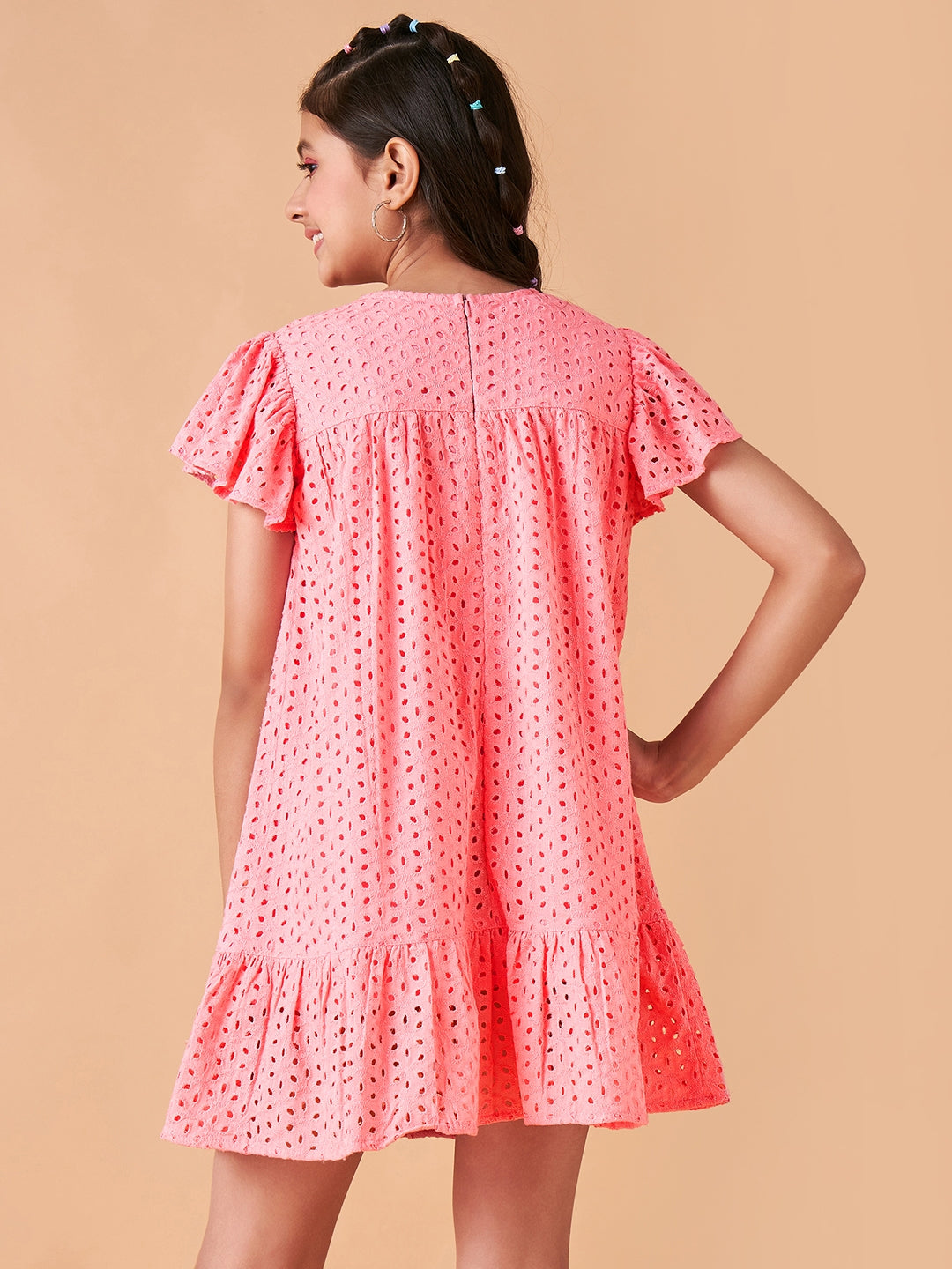 Girls Round Neck Empire Dress
