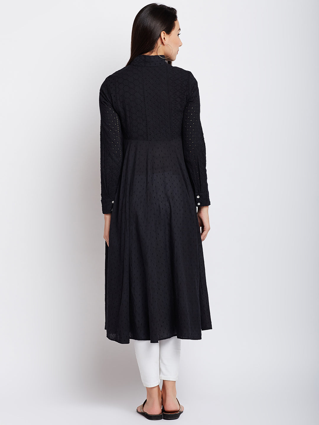 Black Color Chikankari Anarkali Kurta