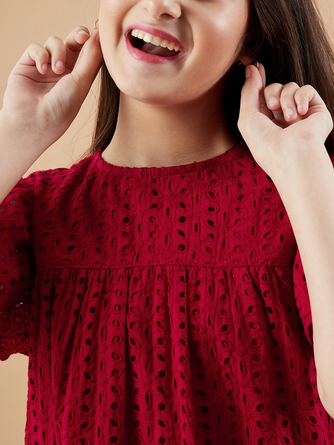Girls Round Neck Empire Dress