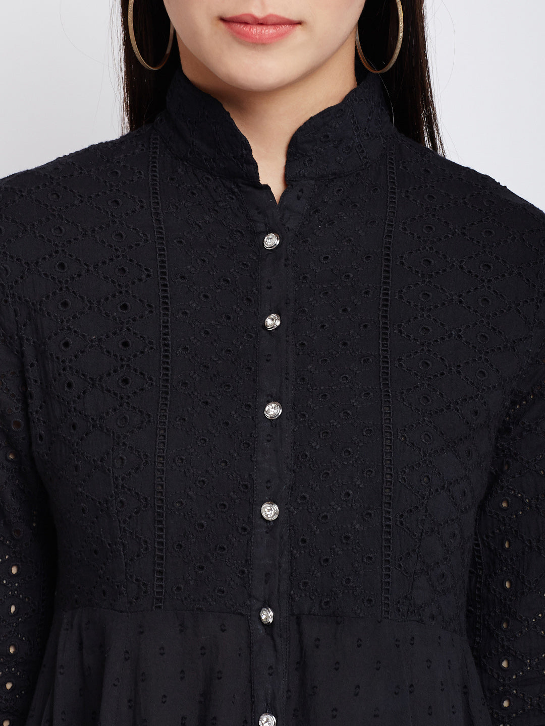 Black Color Chikankari Anarkali Kurta