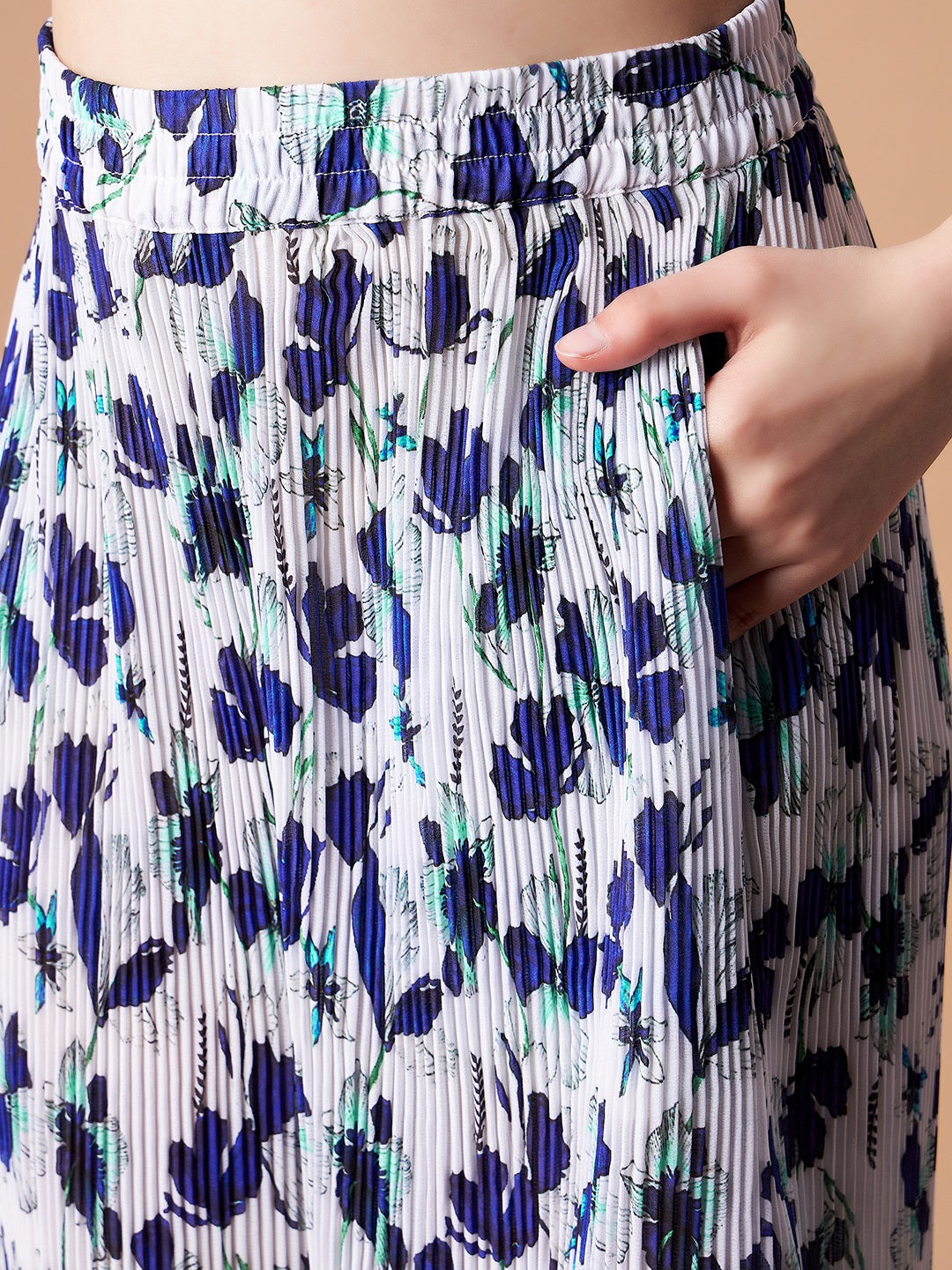 Girls Blue Floral Printed Top with Trousers