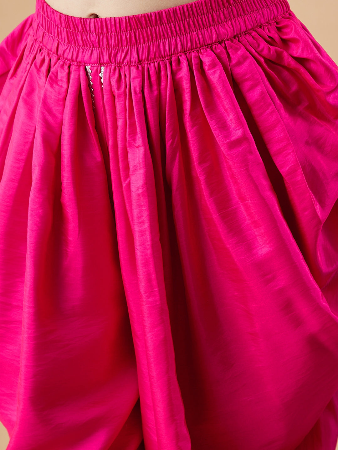 Girls Tiered Gotta Patti Kurti with Dhoti Pants & With Dupatta