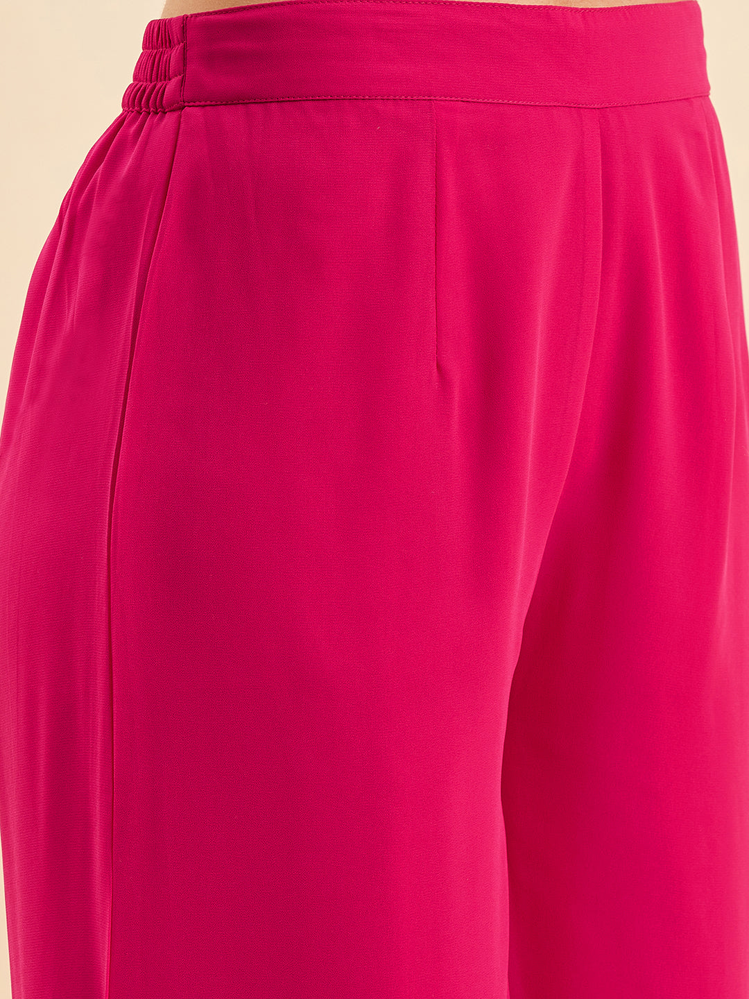 Magenta Pleated Sequinned Top with Sharara With Dupatta