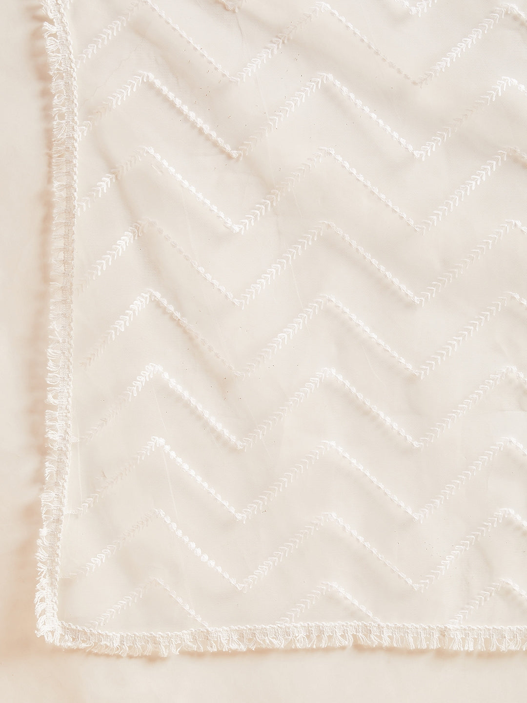 Red & White Ethnic Motifs Yoke Design Thread Work Kurta With Trousers & Dupatta