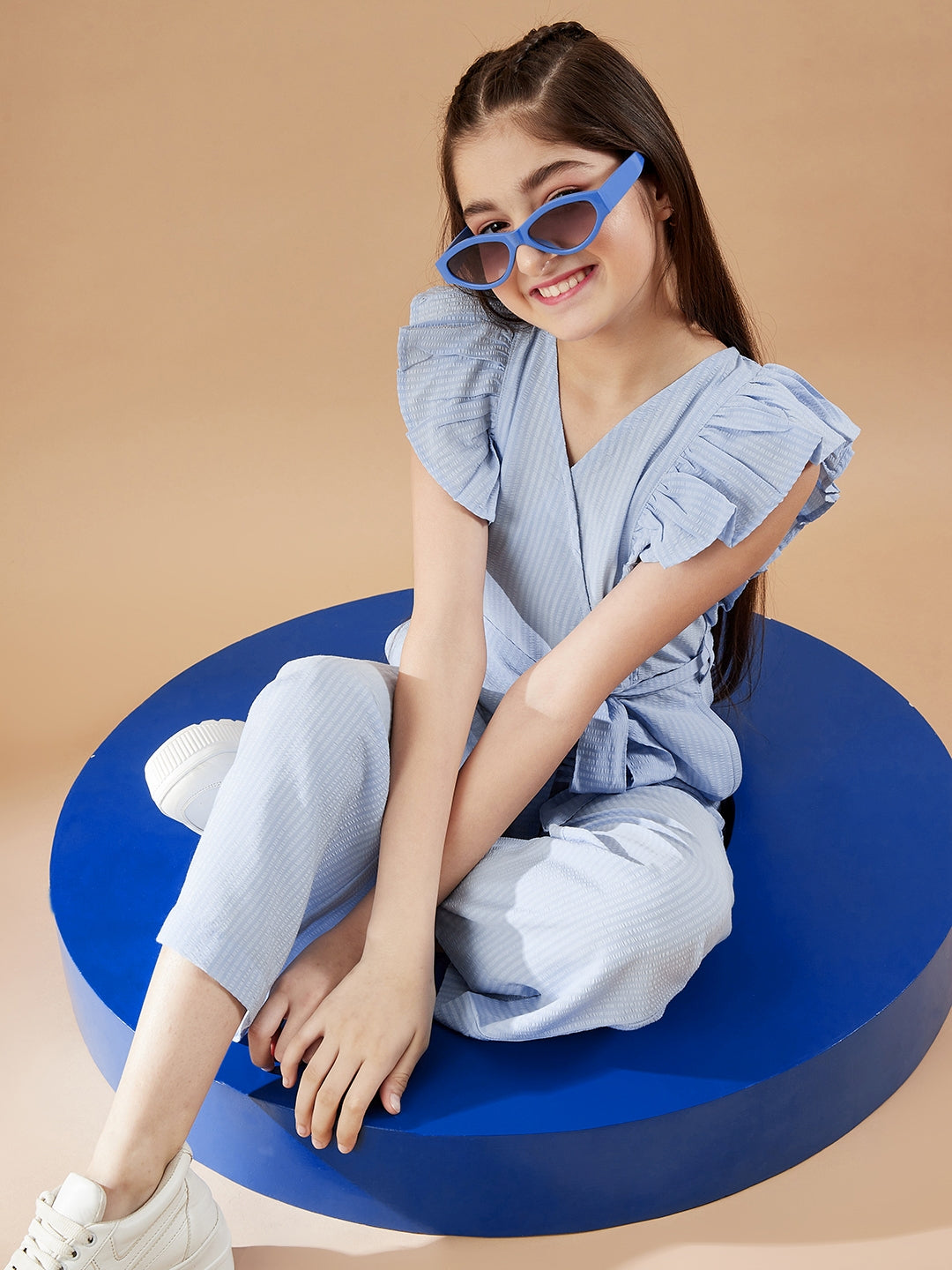 Girls Blue Basic Jumpsuit
