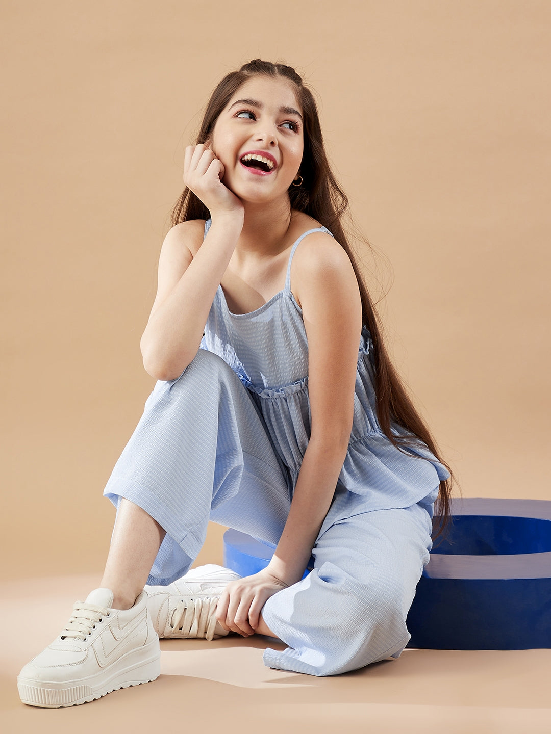 Girls Blue Top with Trousers Set