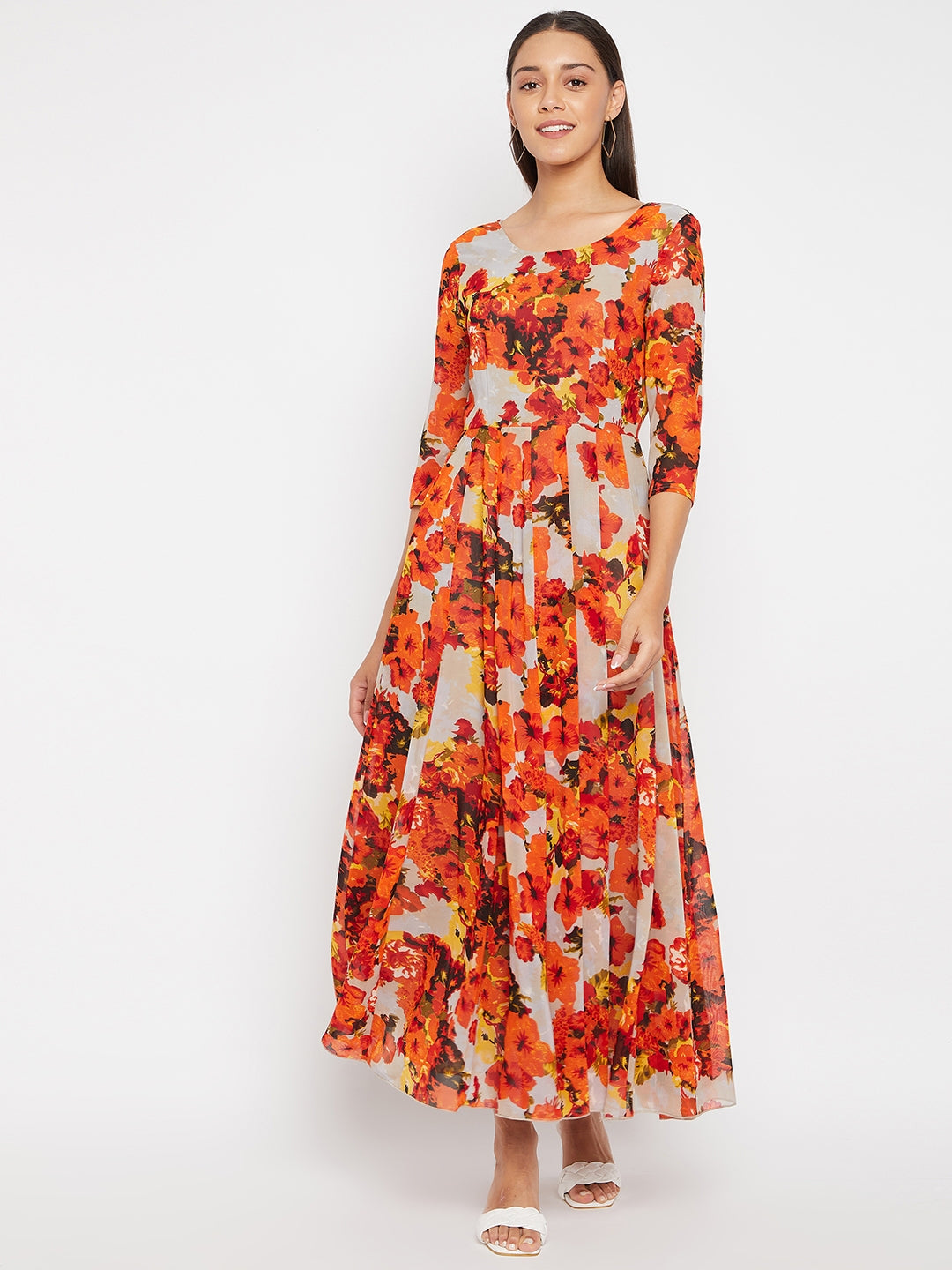 Multicoloured Floral Print Maxi Dress