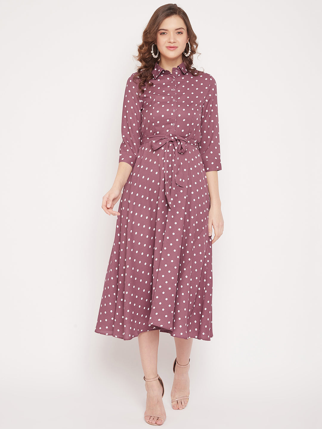 Women Mauve Printed Shirt Dress