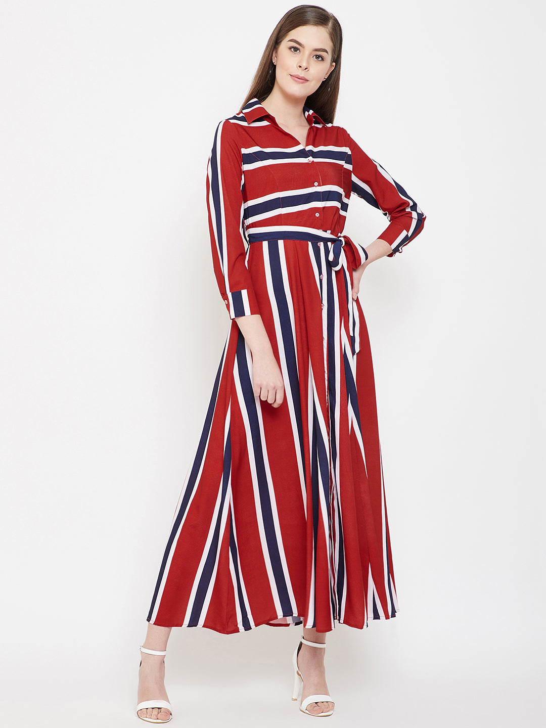 Women's Fit and Flare Maxi Length Dress