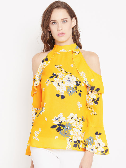 Women's Multicolour Colourblock Off Shoulder Top