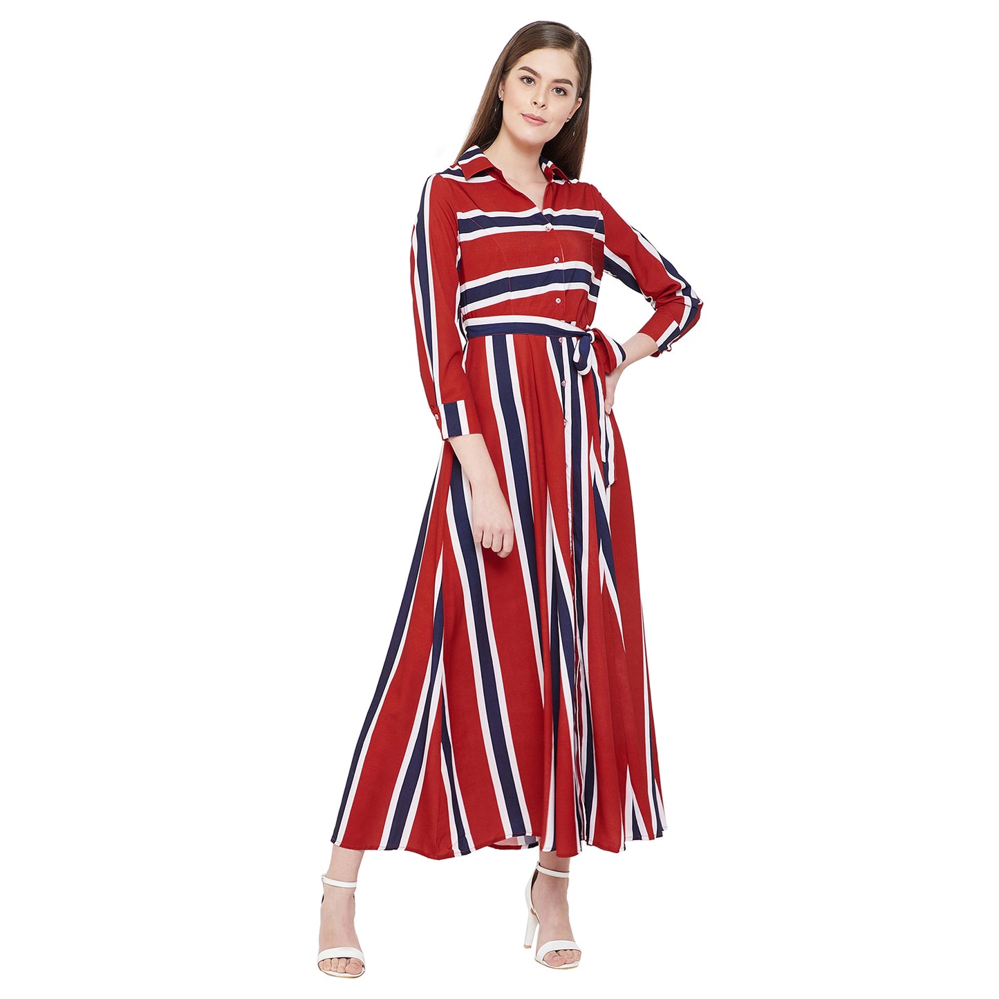 Women's Fit and Flare Maxi Length Dress