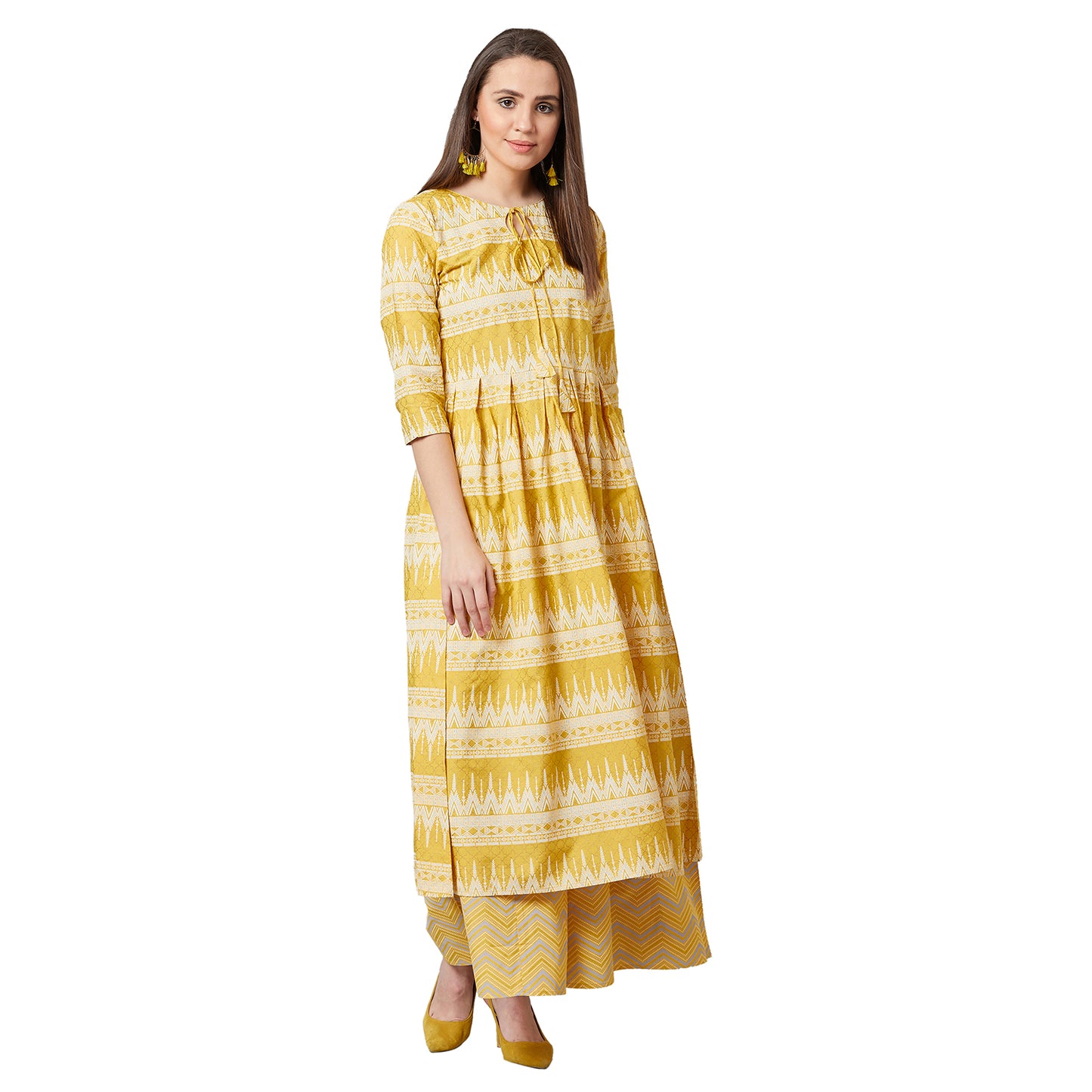 Women Flared Kurta And Palazzo Set