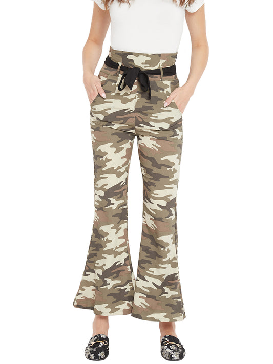 Women's milatray print high waist bootcut trouser