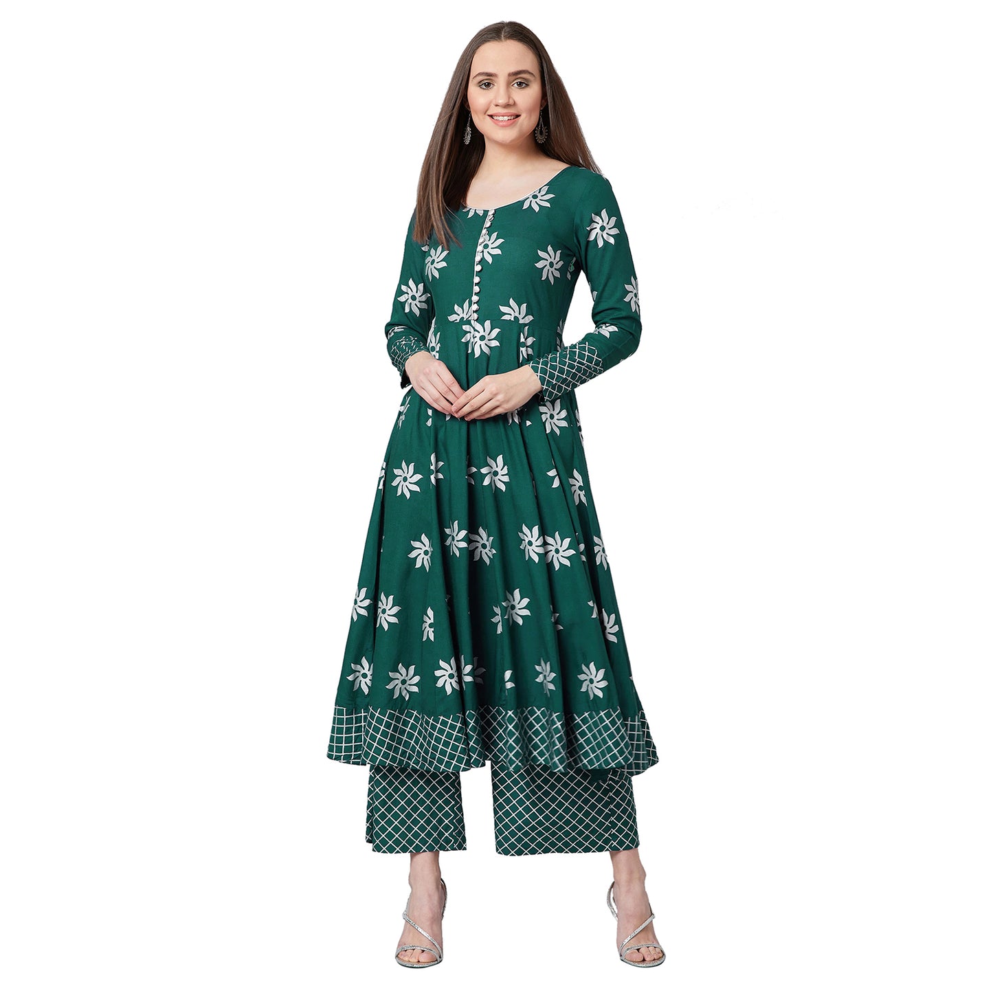Women Flared Kurta And Palazzo Set