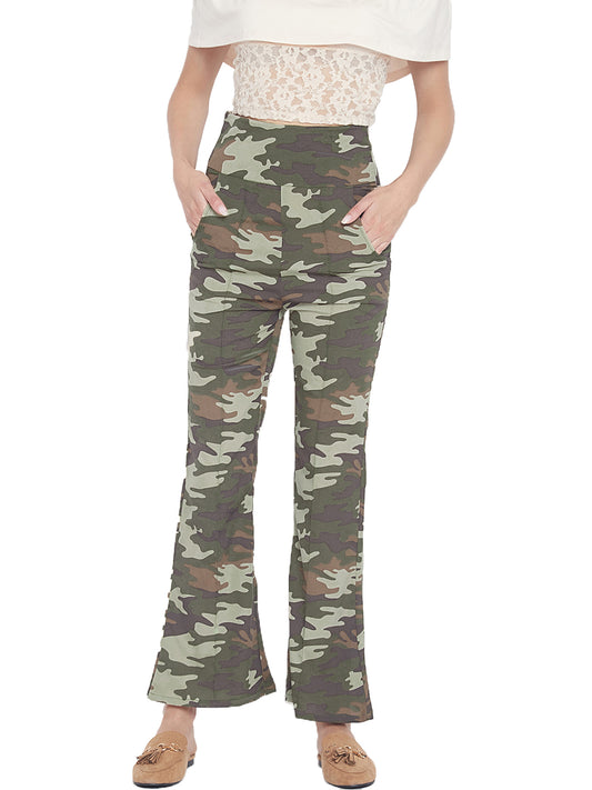Women's milatray print bootcut high waist trouser