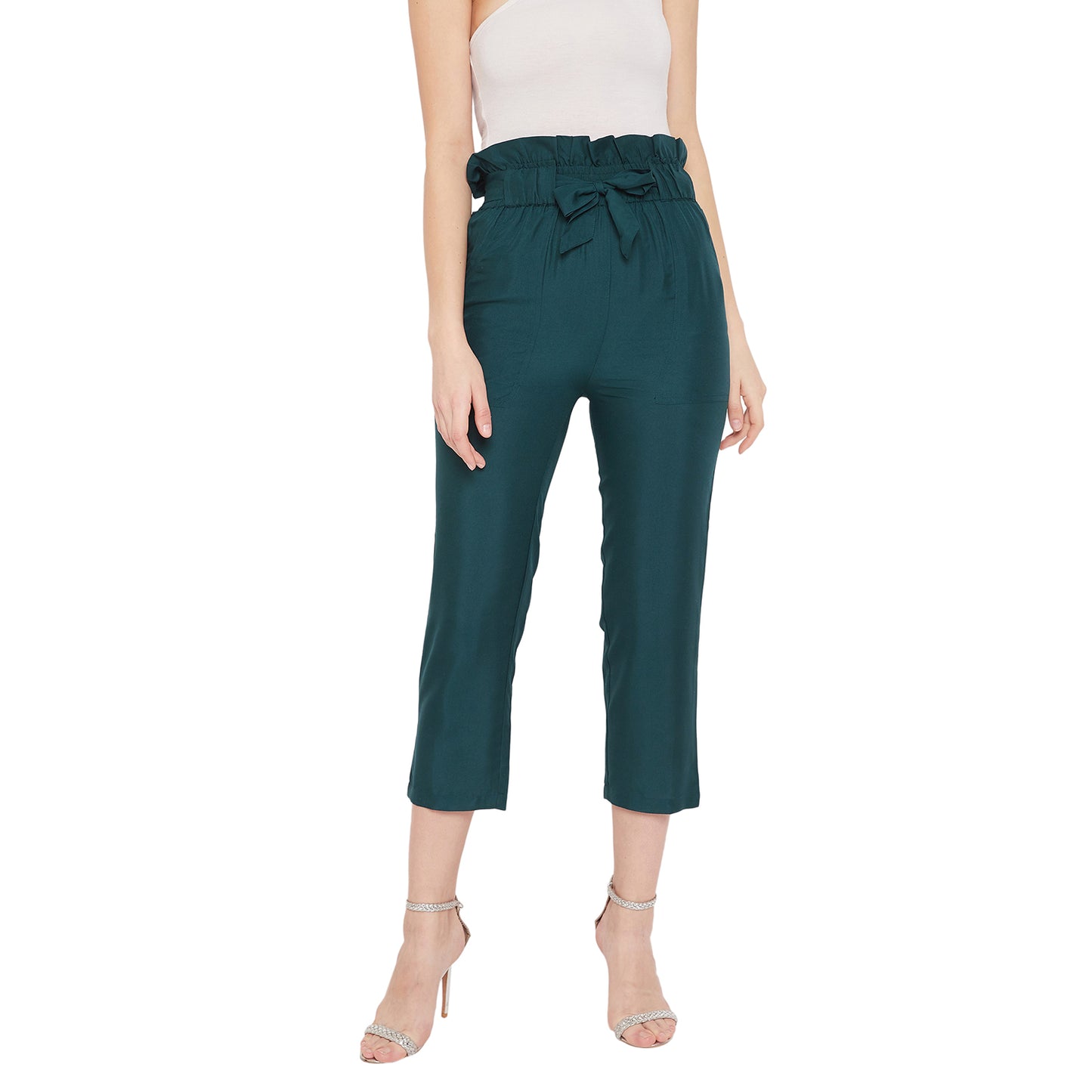 Wome Teal Solid Cigarette Trouser