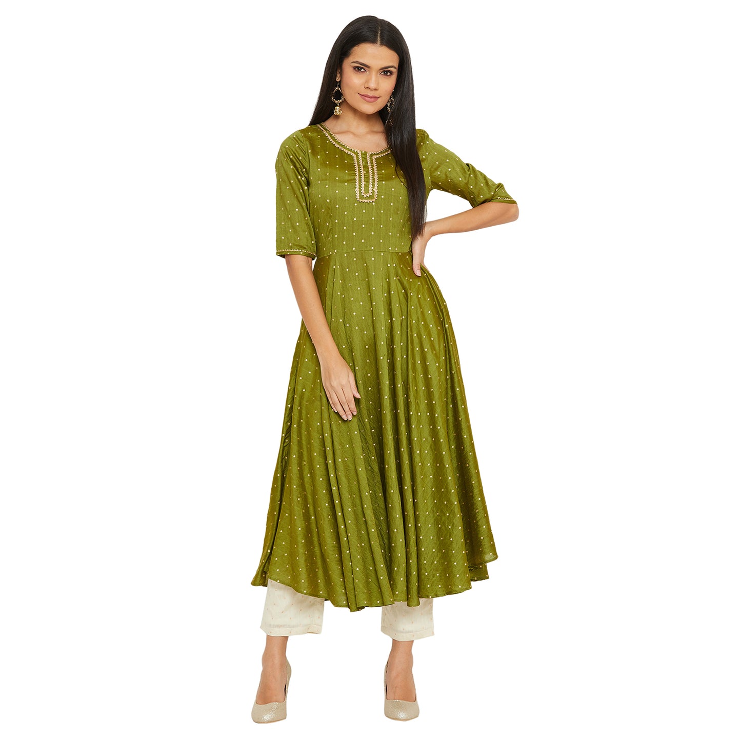 Mehndi Colour Flare Kurta Set