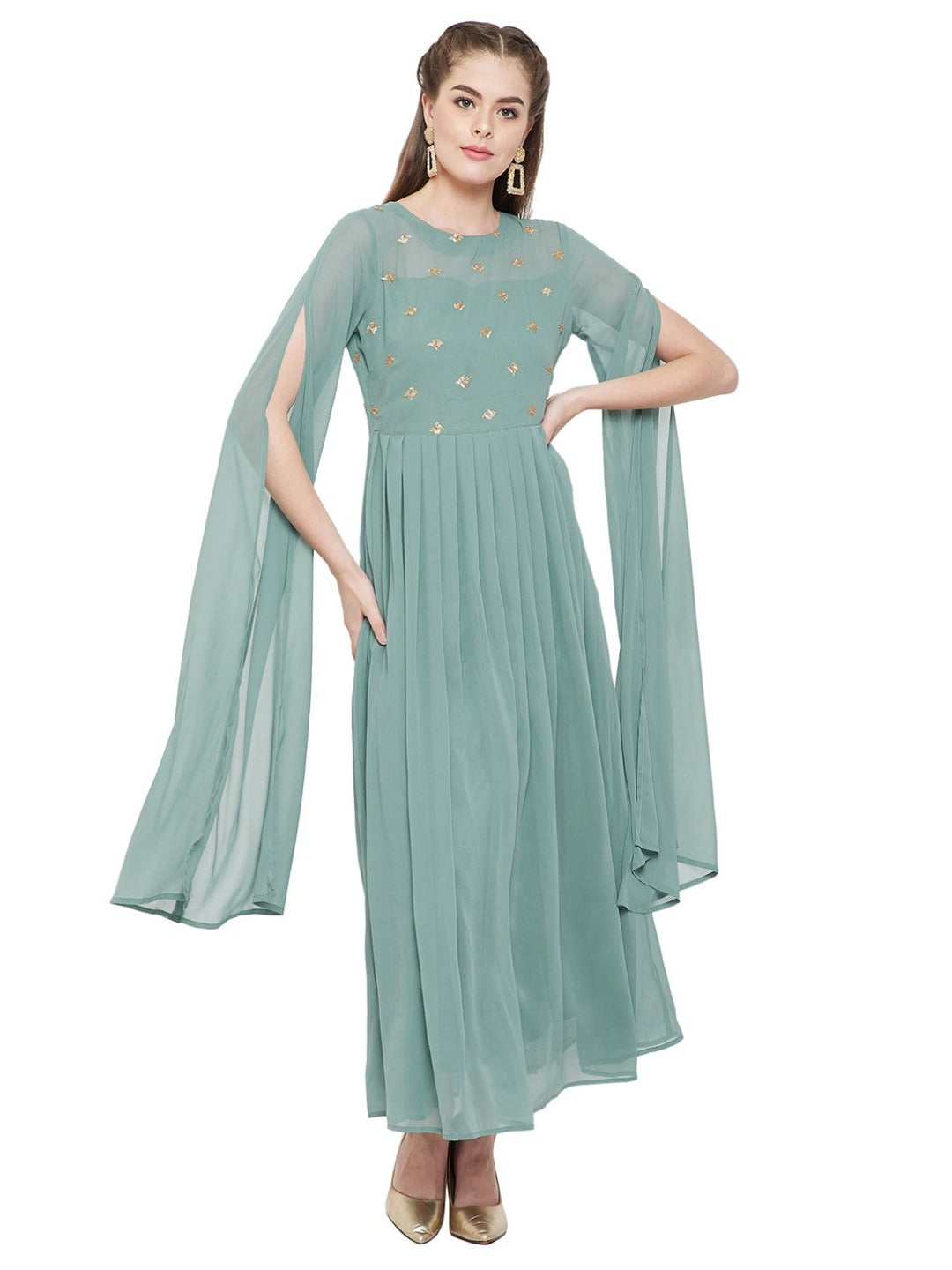 Women's Fit and Flare Maxi Length Dress