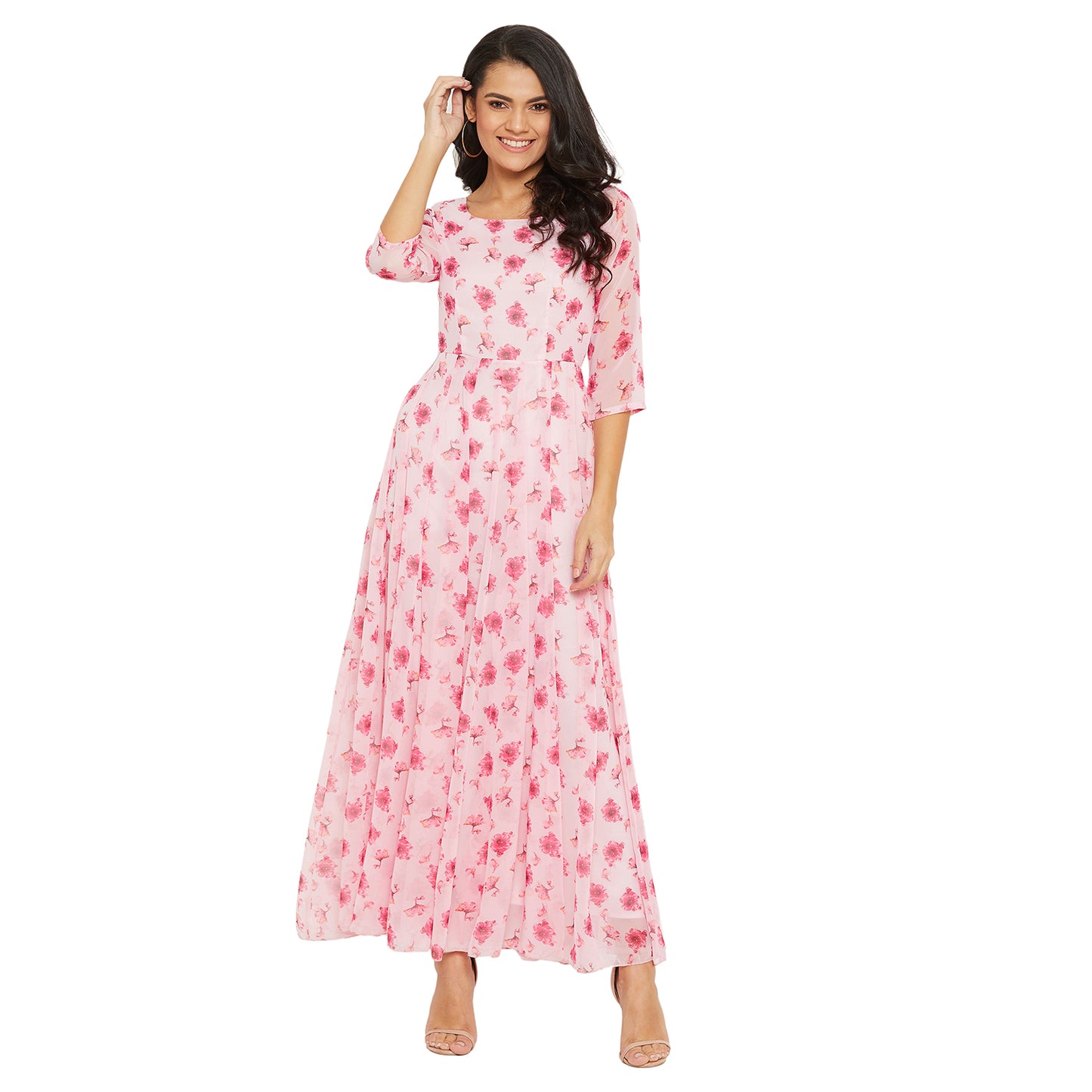 Women Pink Floral Printed Maxi dress