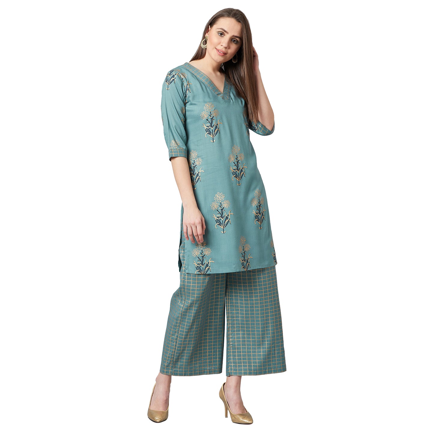 Women A-line Kurta And Palazzo Set