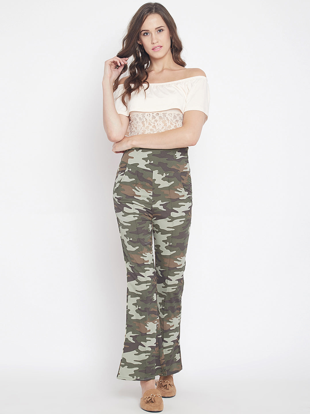 Women's milatray print bootcut high waist trouser