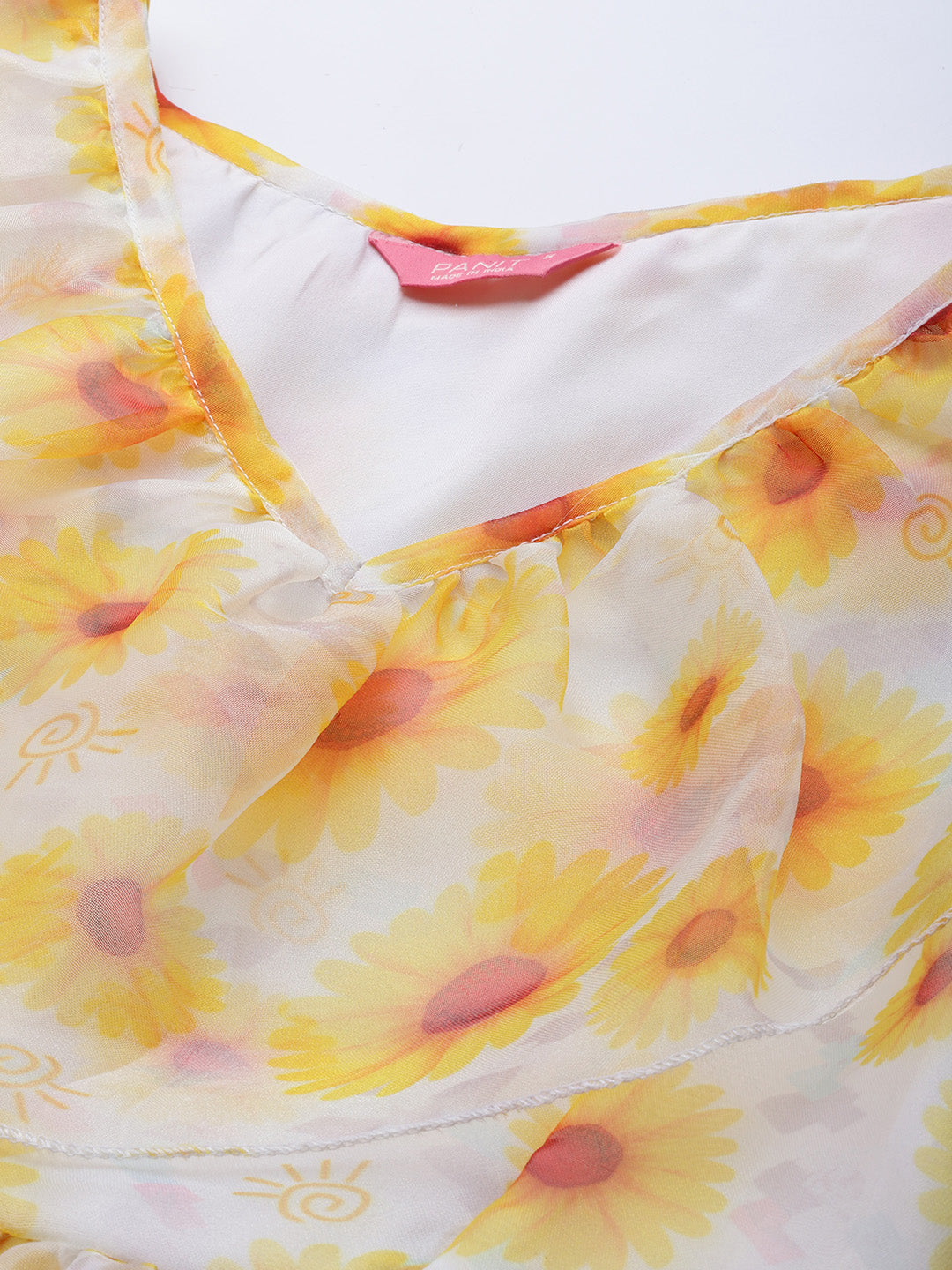 PANIT Cream-Coloured Floral Fit And Flare Dress