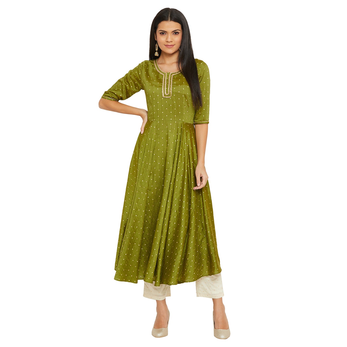 Mehndi Colour Flare Kurta Set