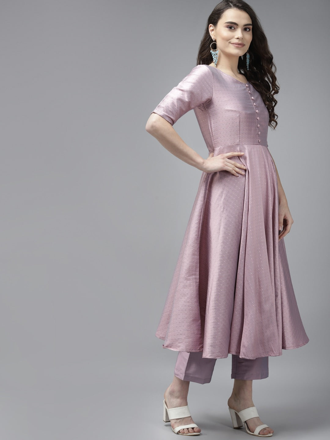 PANIT Women Lavender Ethnic Motifs Embroidered Kurta with Trousers Dupatta