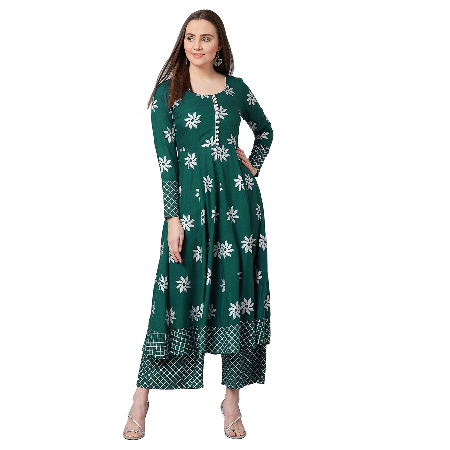 Women Flared Kurta And Palazzo Set