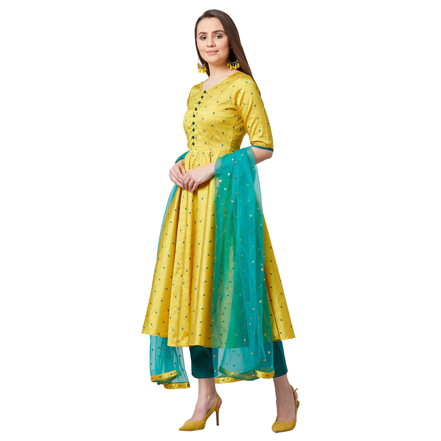 Women Anarkali Kurta And Pants Set